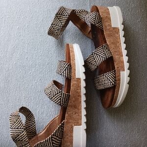 Altar'd State Sandals Womens sz 8 Casual Cork Wedge Platform Ankle Strappy Brown